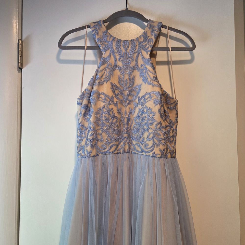 Night Way Collections Lace Bodice Wedding Dress in Blue and Cream
